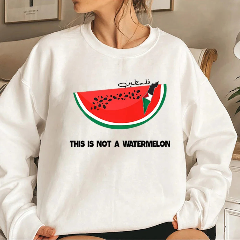 This Is Not A Watermelon Sweatshirt "Ceci N'est Pas Une Pastèque" Hoodie Freedom Crewneck Sweatshirt Arab Gift Pullover