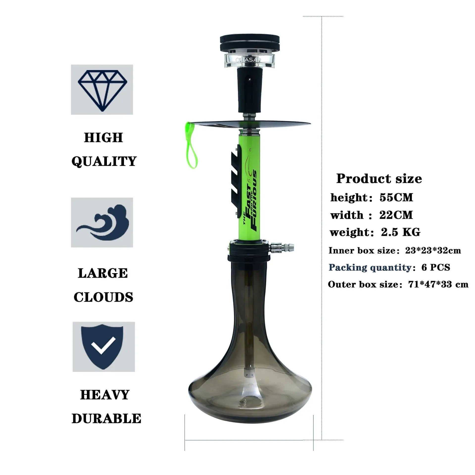 DEJAYA One Hose Glass Hookah Narguile Completo Shisha Pipe Chicha Cachimba Pipa Sisha Accessories Club Party