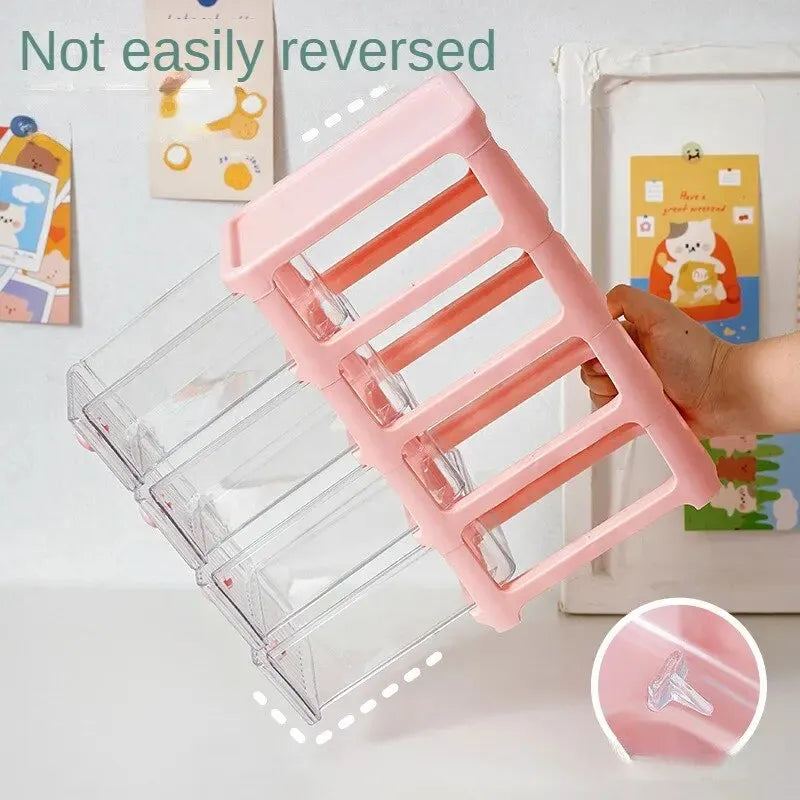 Creative Desktop Storage Box Organizer Plastic Drawer Transparent Multifunction Student Pen Holder Makeup Cosmetic Organizer Box