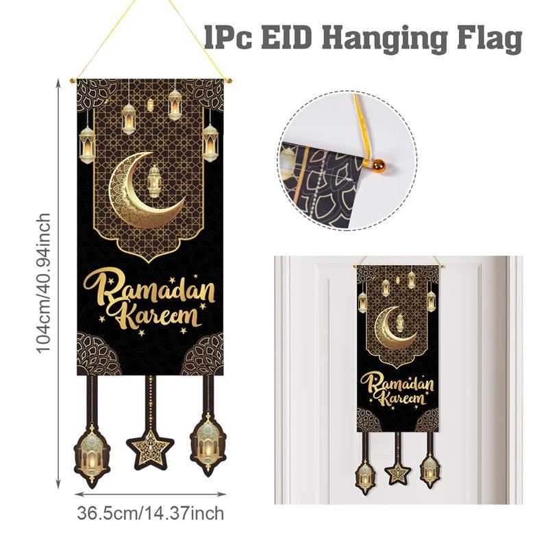Eid Mubarak Decoration 2025 Hanging Flag Ramadan For Home Door Islamic Muslim Party Decor Ramadan Kareem Banner Eid Al-Fitr Gift
