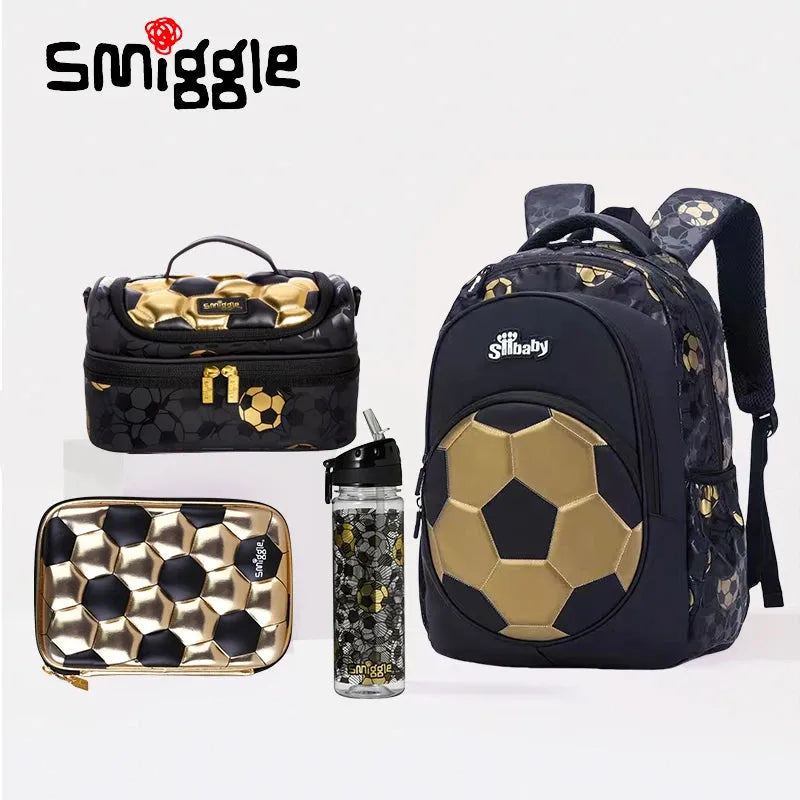 Australian Smiggle Schoolbag Gold Football 18th Anniversary Commemorative Children's Backpack Pencil Case Water Cup Lunch Bag