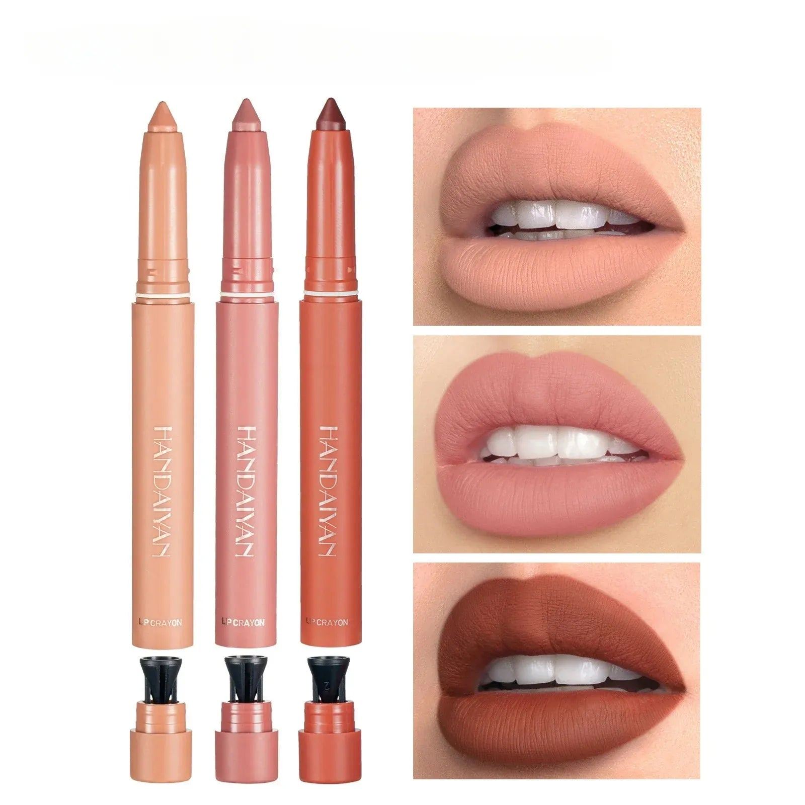 New 12 Color Matte Lipstick Pen Nude Pink Matte Solid Lip Gloss Waterproof Long Lasting Lipstick Pencil Lip Liner Pen Lip Makeup