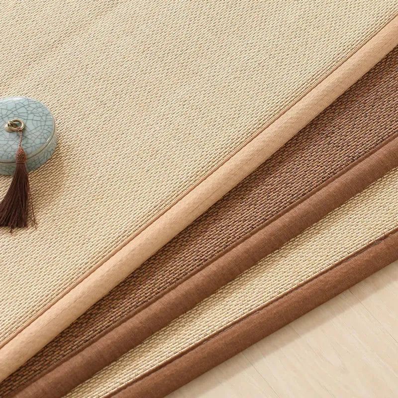Tatami Mat Bamboo Woven Carpet Living Room Bedside Crawling Floor Mat Bedroom Mat Balcony Bay Window Cushion Foldable Carpet