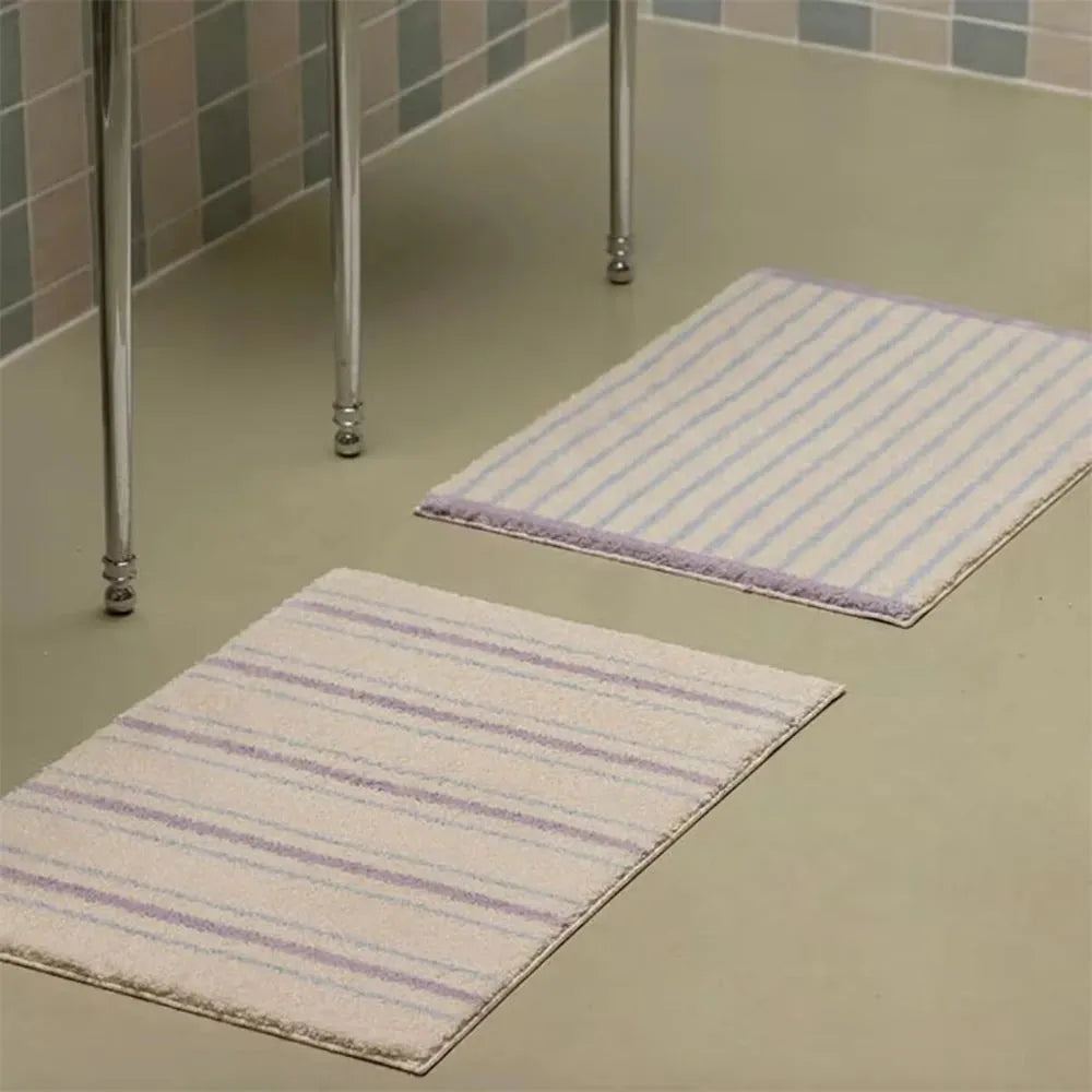 Ins Cashmere Striped Plaid Foot Mat, Absorbent, Non-slip, Household, Living Room, Sofa, Bedside Blanket, Bathroom, Korean-style