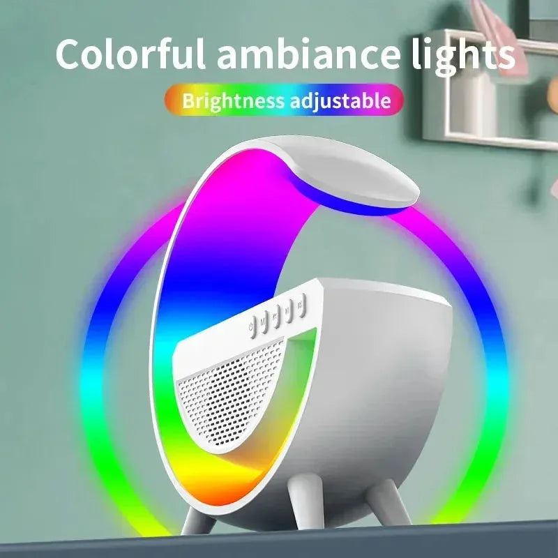 Multifunction Wireless Charger Pad Stand Speaker RGB TF Night Light 15W Fast Charging Station for iPhone Samsung Xiaomi Huawei
