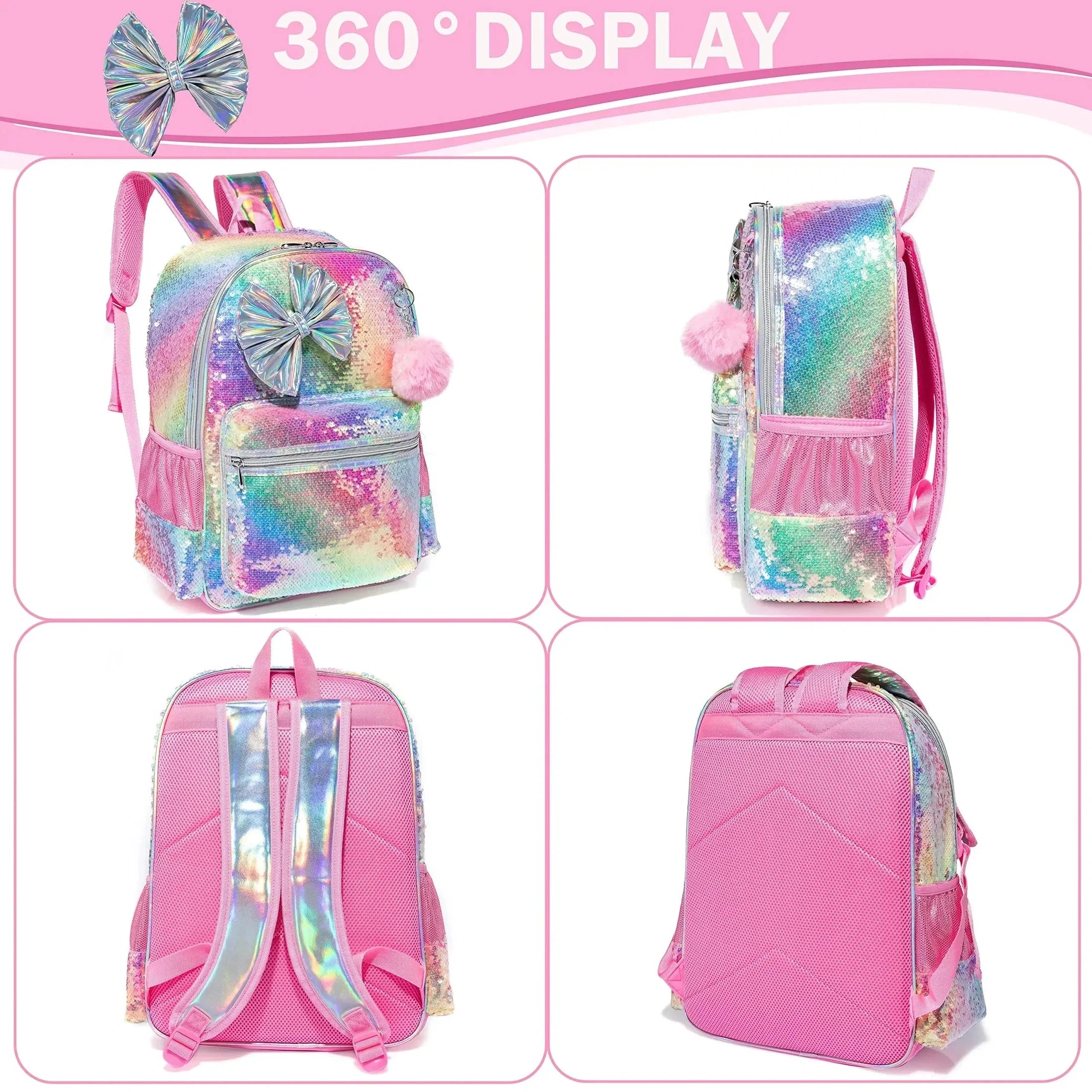 Bikab School Bags 3In1 Kids Bag Children School Bags for Girl 16" Bags for Girls Backpack for Girls Kawaii Backpack