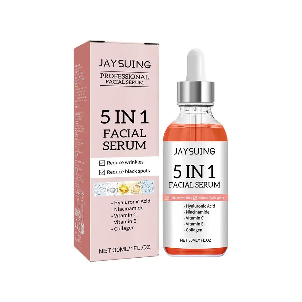 1pcs 30ml 5 In 1 Face Serum Moisturizing Hyaluronic Acid Vitamin C Facial Serum smoothing Brightening Skin Care