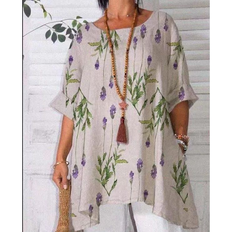 Women's Short Sleeve Round Neck Loose Large Size Printed T-shirt Top - Jointcorp