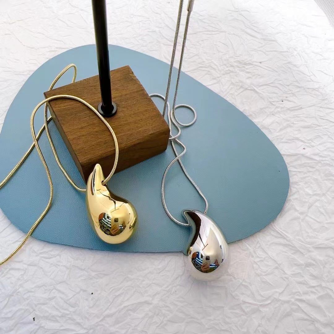 Ornament Plate Doodle Water Drop Hanging Punk Necklace - Jointcorp