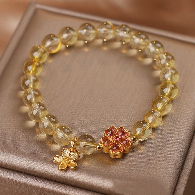 Women's Natural Citrine Fresh Flower Pendant Bracelet - Jointcorp