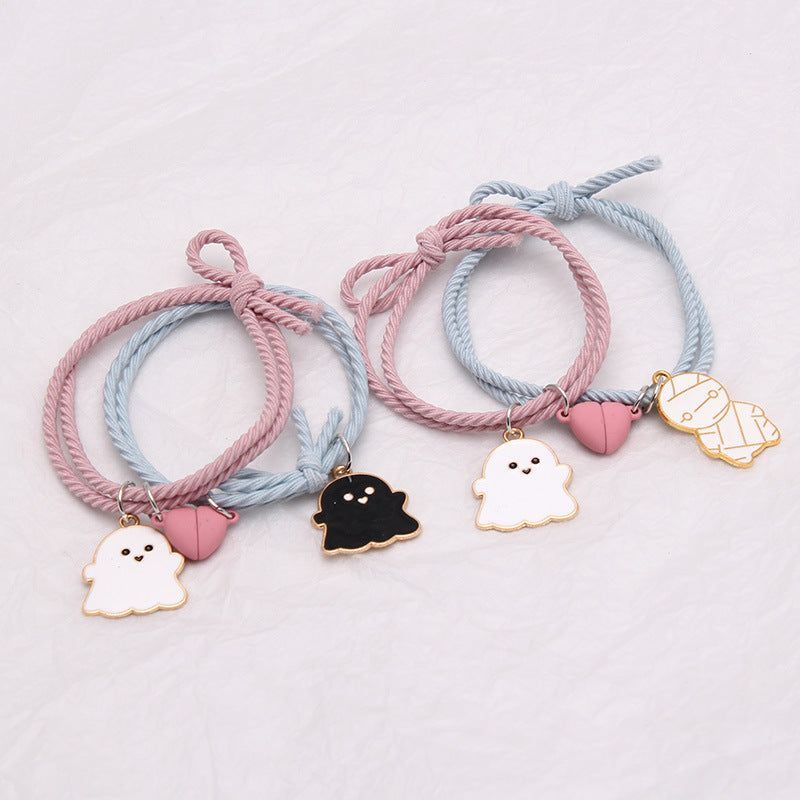 Ghost Head Rope Couple Suction Small Rubber Band Love Magnet Bracelet - Jointcorp