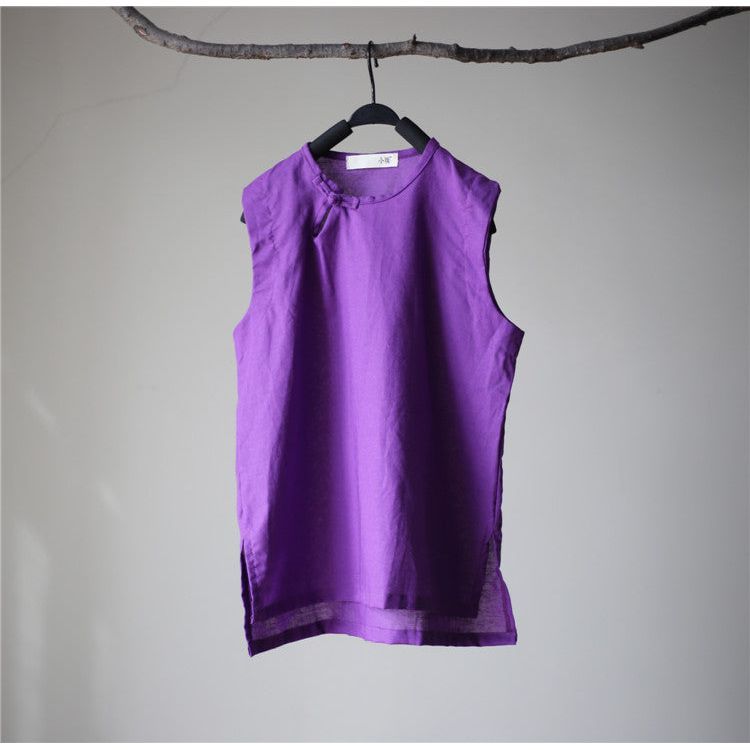 Multi-Color Casual Loose Retro Buckle Vest