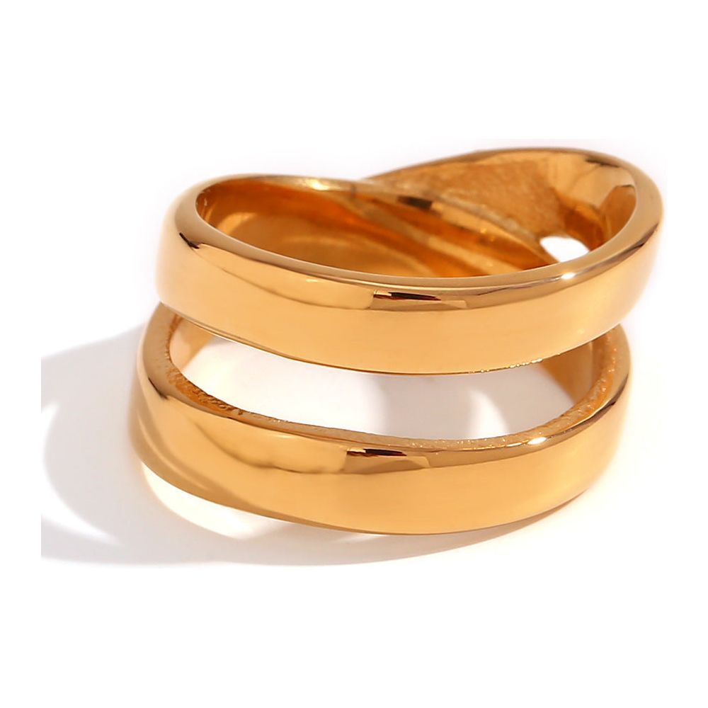 Simple double cross ring-gold color - Jointcorp