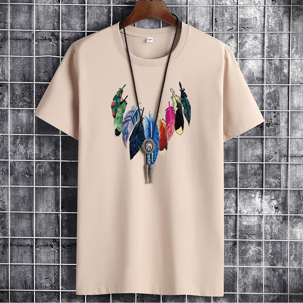 Men's Short-sleeved T-shirt Inner Loose Solid Color White Half Sleeve T-shirt Plus Size Men's Clothing - Jointcorp