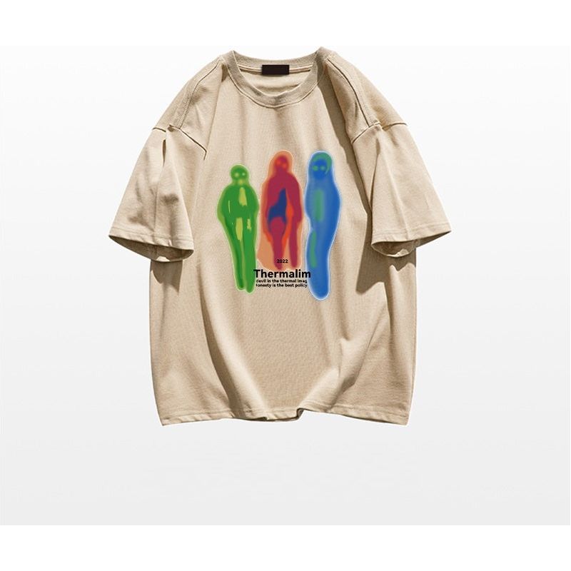 American Street Niche Design Short-sleeved T-shirt Retro Shoulder