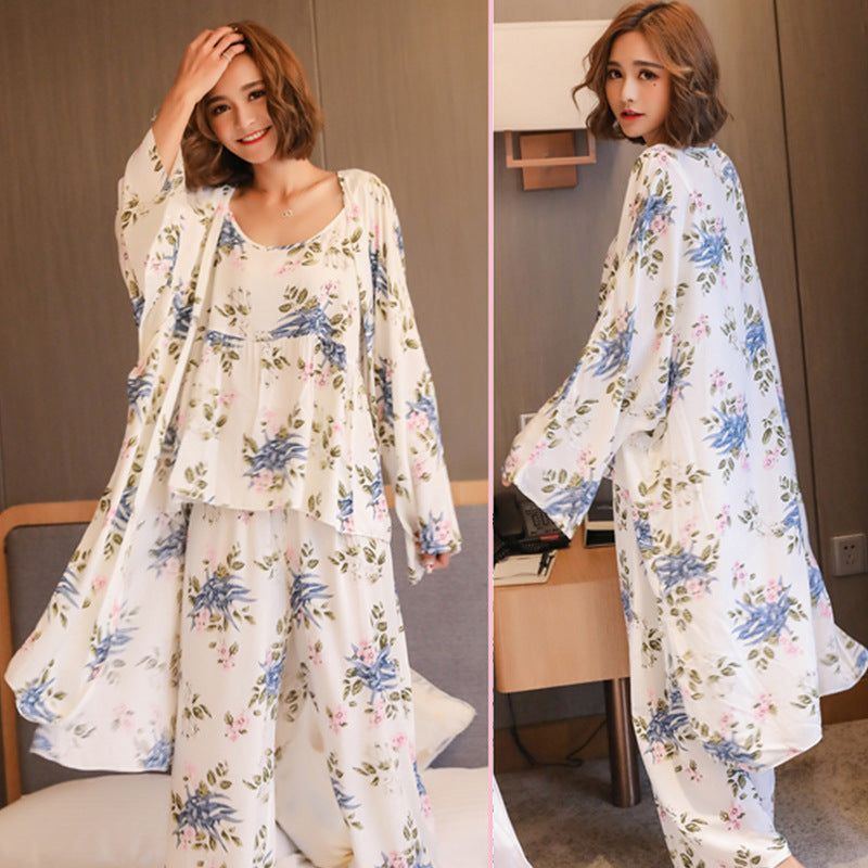 Korean Style Pajamas Women Autumn Milk Silk Long Sleeves Japanese Style - Jointcorp