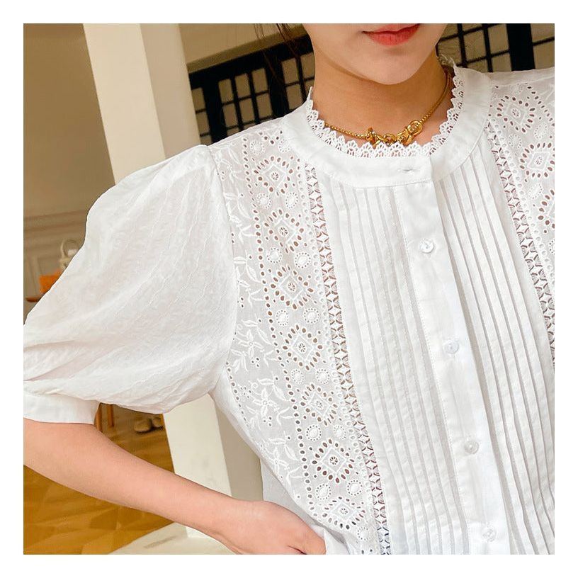 European And American New Women's French White Embroidered Shirts - Jointcorp