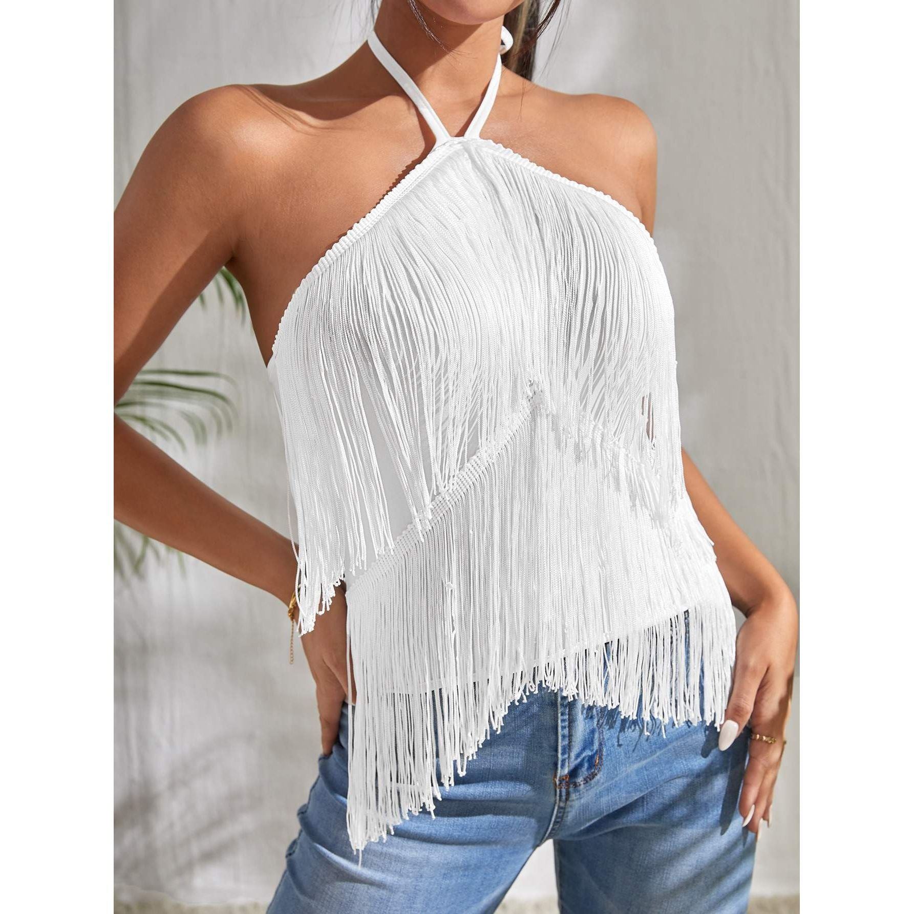 Sling Fashion Tassel Suspender Halter Top - Jointcorp