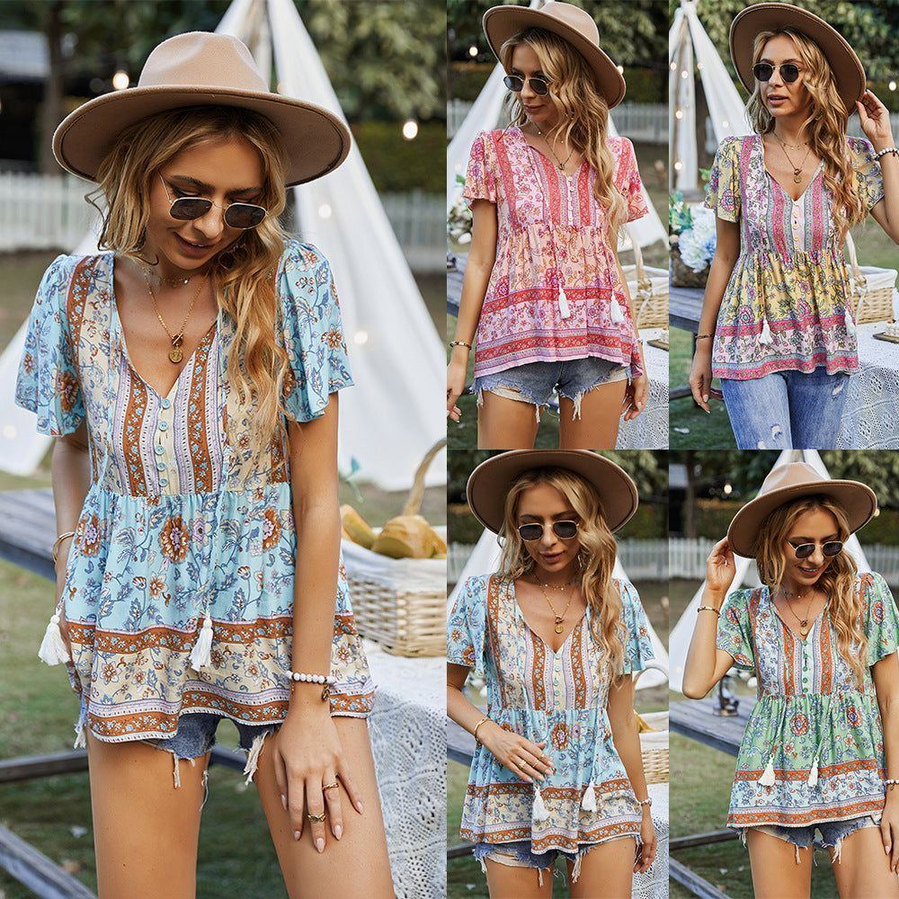 Fashion Women's Wear Bohemian Casual Vacation Style Top - Jointcorp