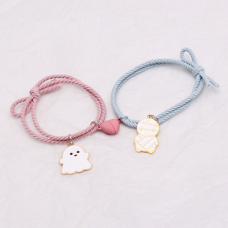 Ghost Head Rope Couple Suction Small Rubber Band Love Magnet Bracelet - Jointcorp