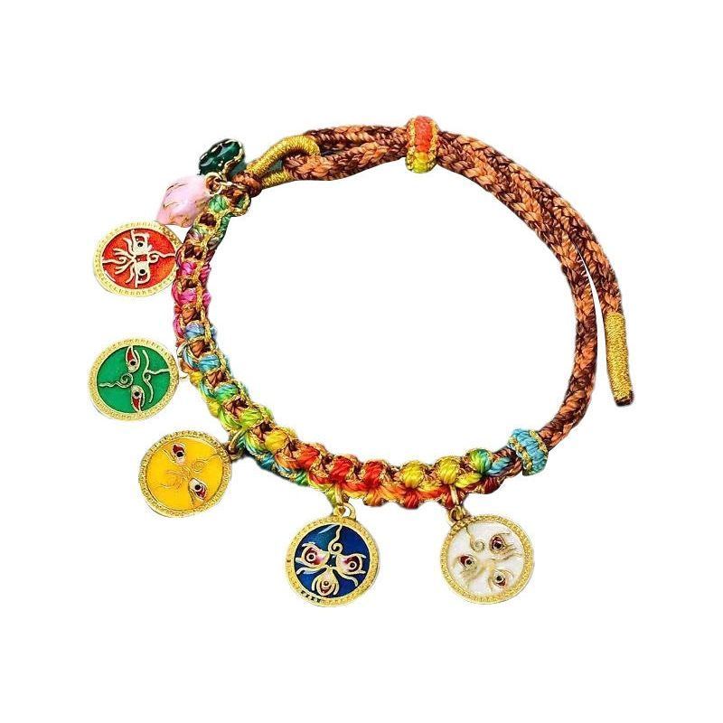 Tibetan Style Carrying Strap Hand-woven Colorful Ropes Five Gods Of Wealth Ethnic Peach Blossom Knot - Jointcorp