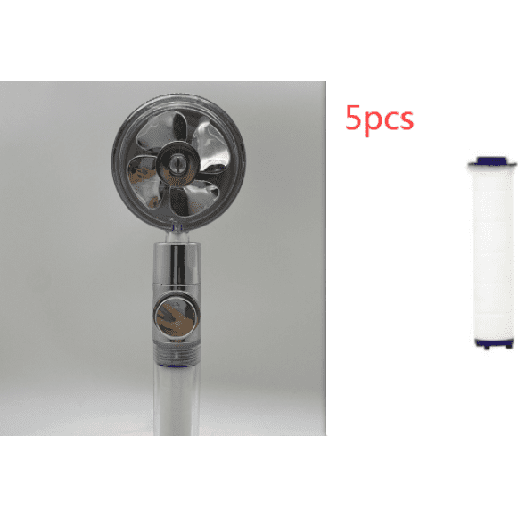 Shower Head Water Saving Flow 360 Degrees Rotating With Small Fan ABS Rain High Pressure Spray Nozzle Bathroom Accessories