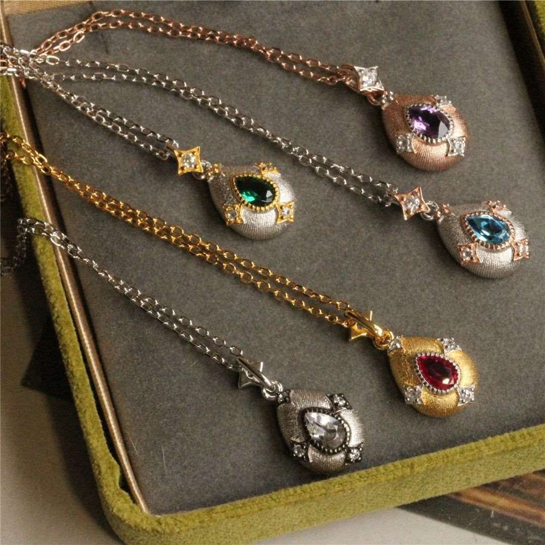 925 Silver Gold Plated Topaz Pendant Amethyst Necklace - Jointcorp