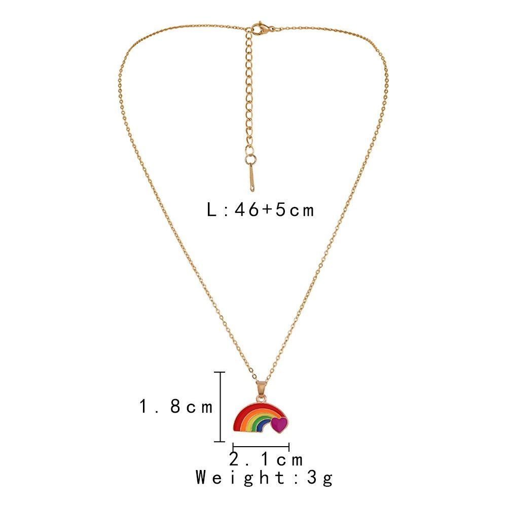 Fashion Style Alloy Drop Oil Rainbow Love Pendant Special-interest Design Women's Necklace - Jointcorp