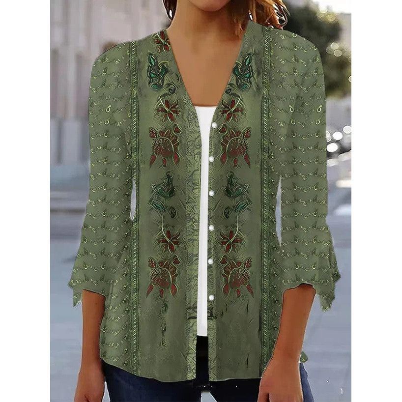 Printed Quarter Sleeved Cardigan Knit