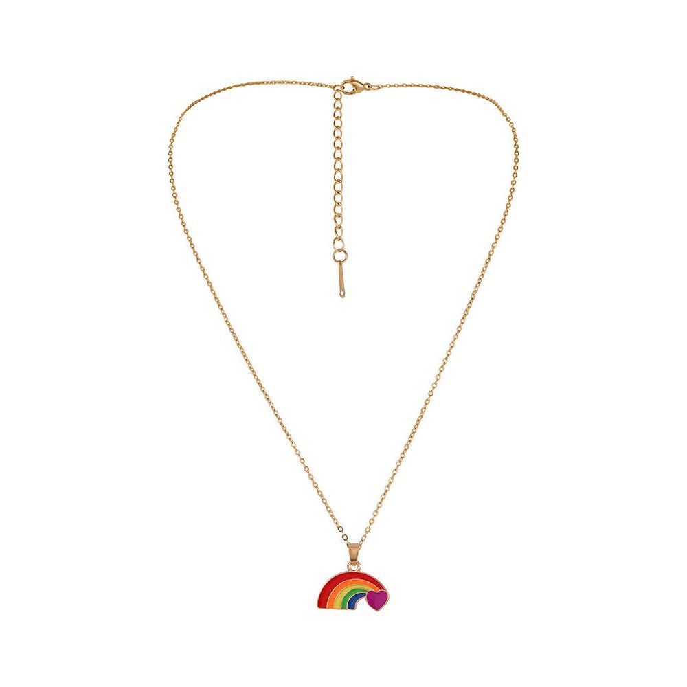 Fashion Style Alloy Drop Oil Rainbow Love Pendant Special-interest Design Women's Necklace - Jointcorp