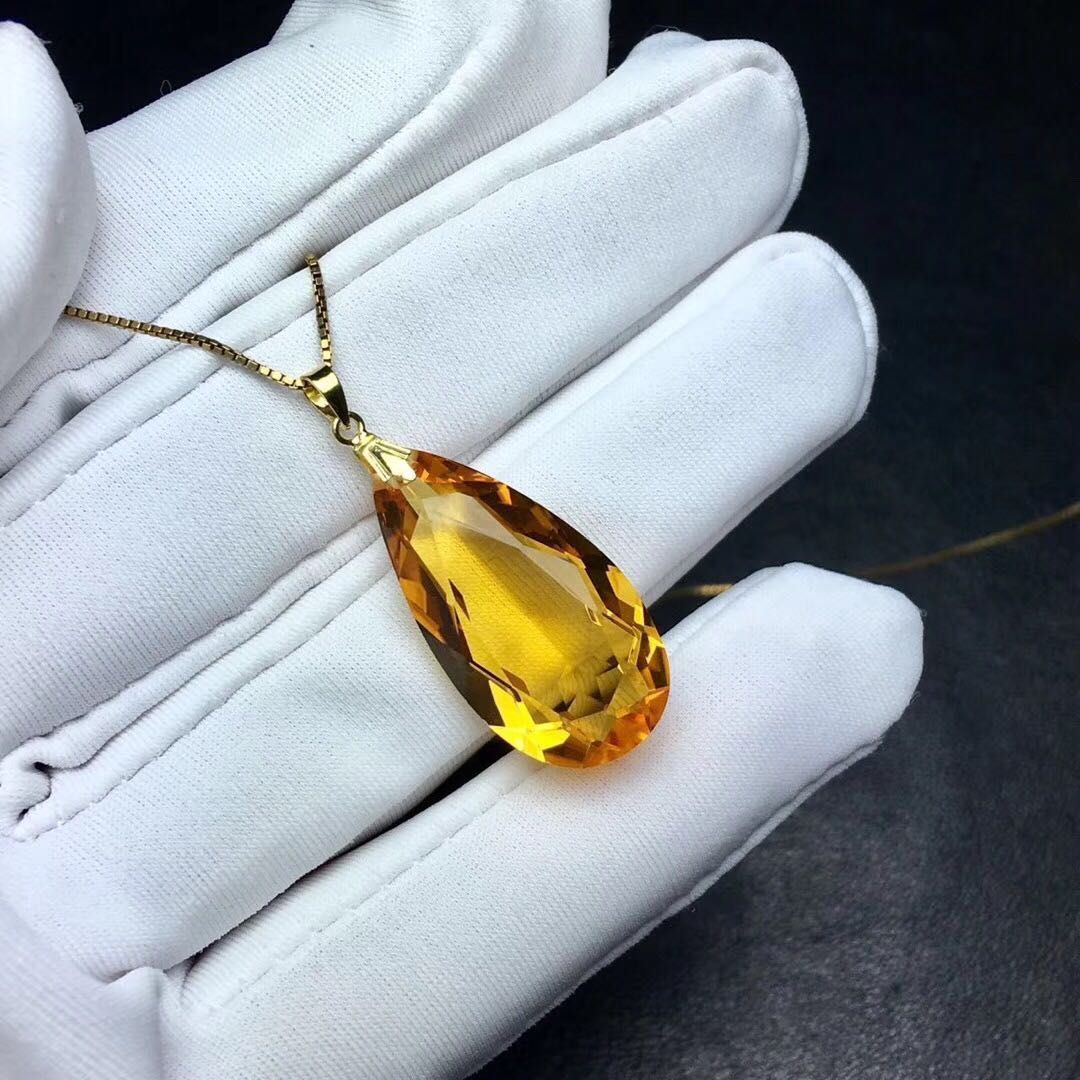 Fashion Drop Gold Inlaid Citrine Pendant - Jointcorp