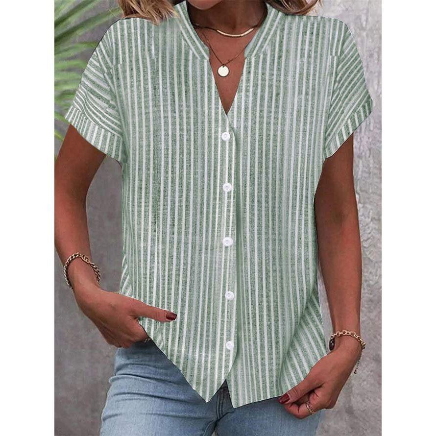 European And American New Short-sleeved Shirt Navy Style Striped Casual T-shirt