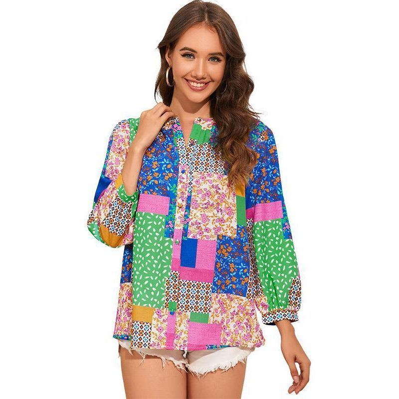 Printed Fashion Simple Loose Long Sleeves Chiffon Shirt - Jointcorp