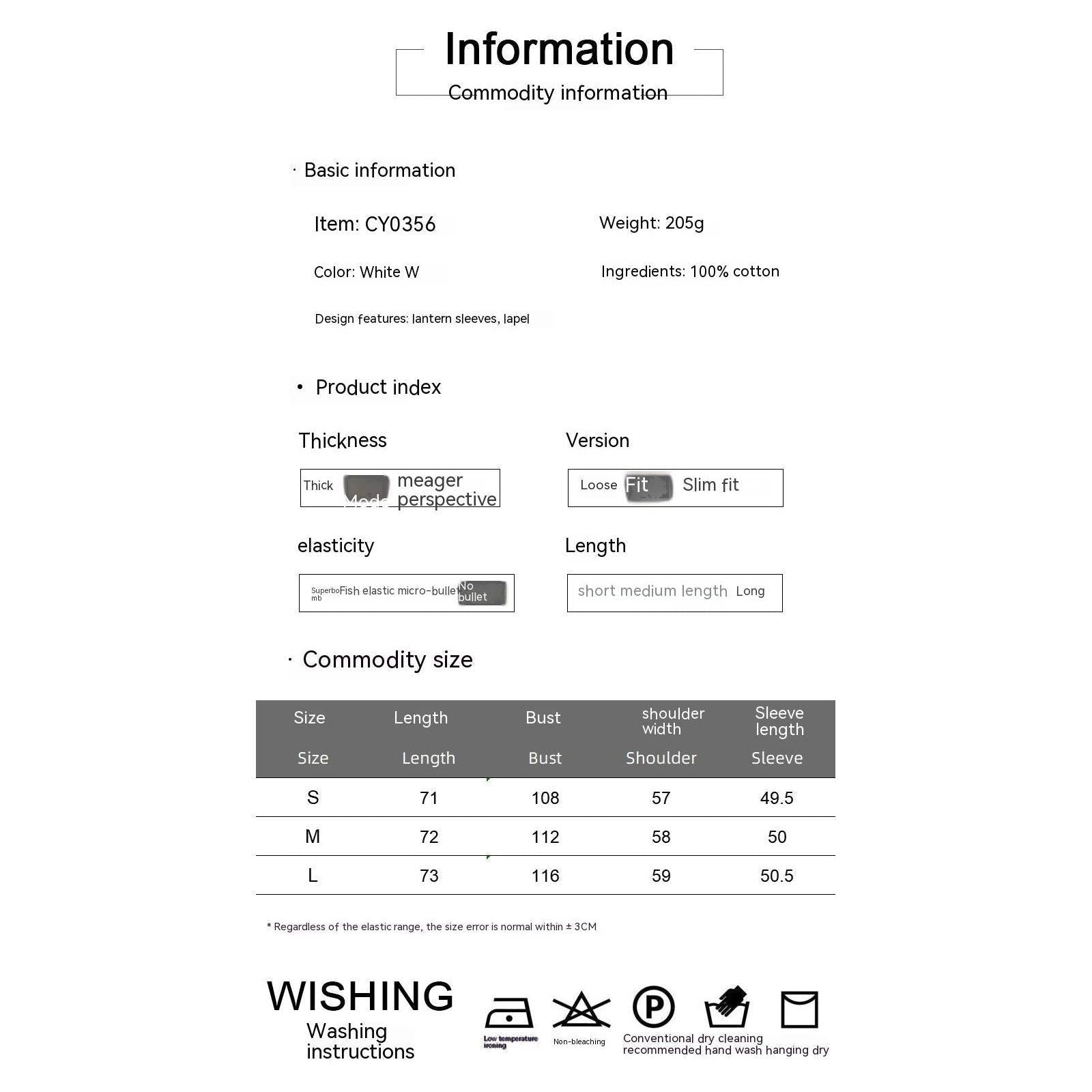 Flared Sleeves Long Sleeves Shirt Pure Cotton Leisure Commute Niche White