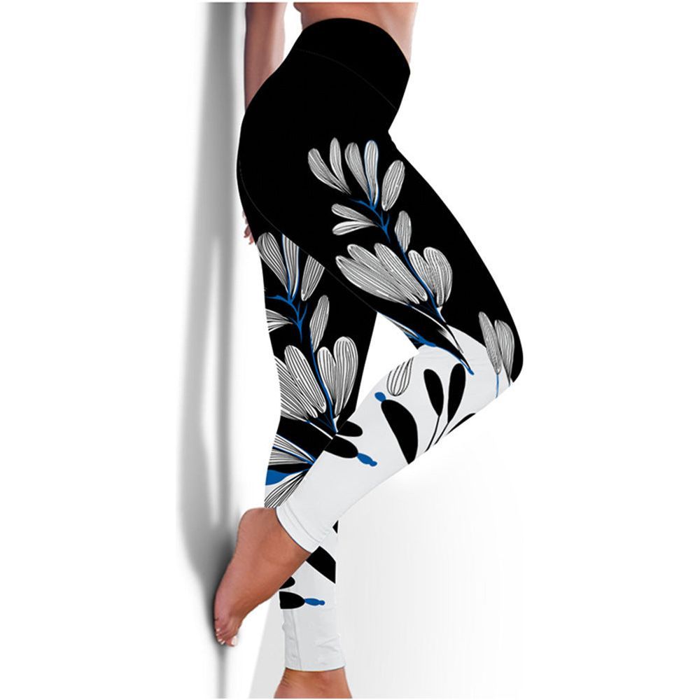Printed Floral Butterfly Leggings High Waist Slim Yoga Pants Leggings - Jointcorp