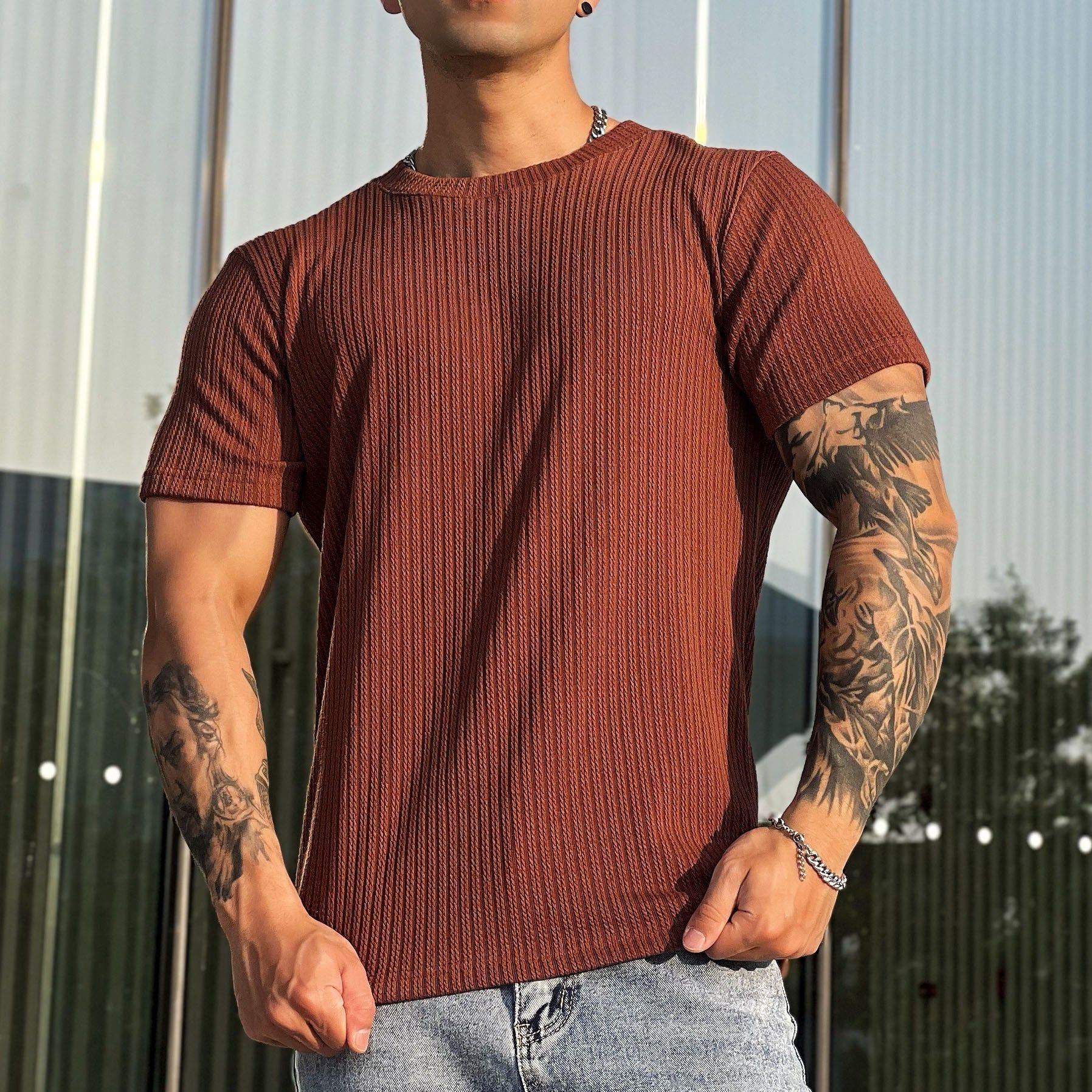 Men's Breathable Stretch Sports Fitness Crewneck Top - Jointcorp