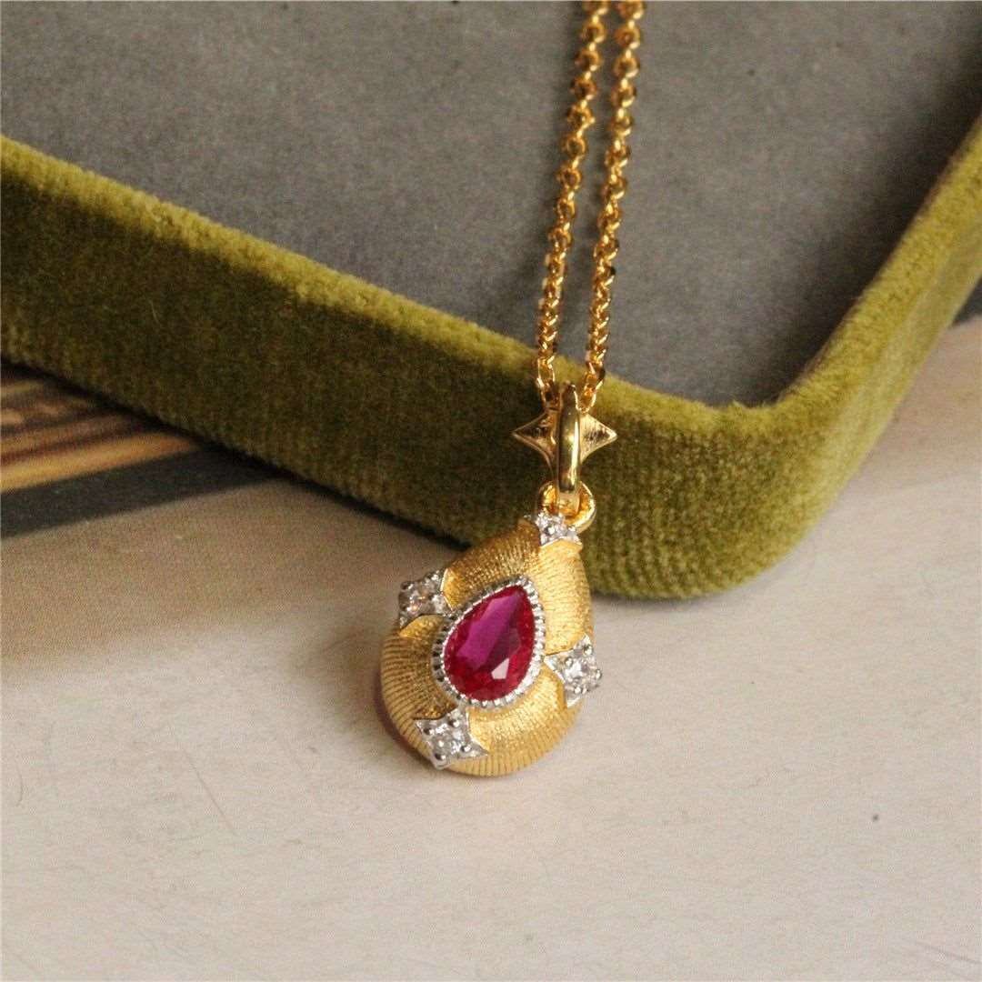 925 Silver Gold Plated Topaz Pendant Amethyst Necklace - Jointcorp