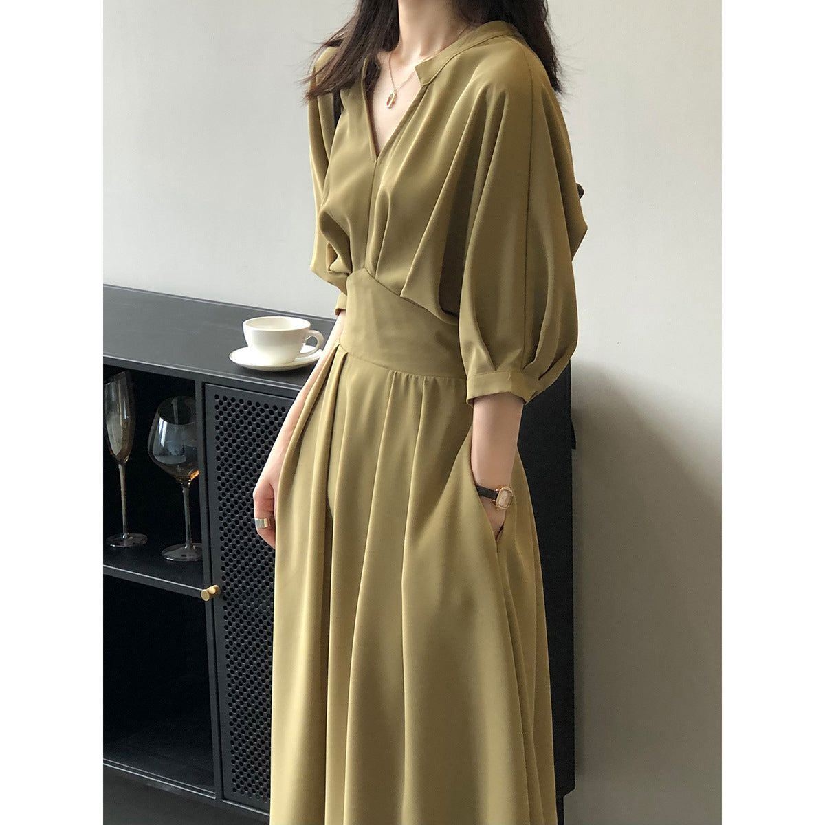 V-neck Dresses Women Temperament Waist - Jointcorp