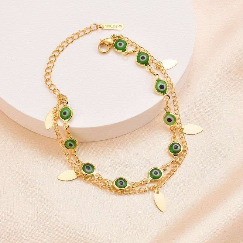 14K Gold Titanium Steel Oval Piece Twin Bracelet - Jointcorp