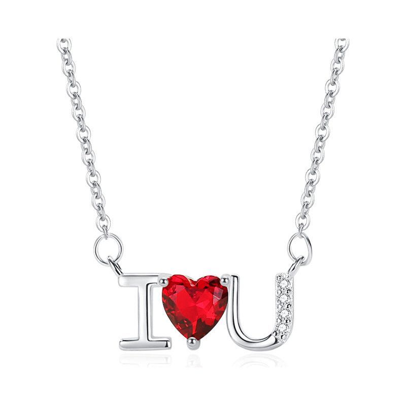 Sterling Silver S925 Diamond Letters I Love You Necklace - Jointcorp