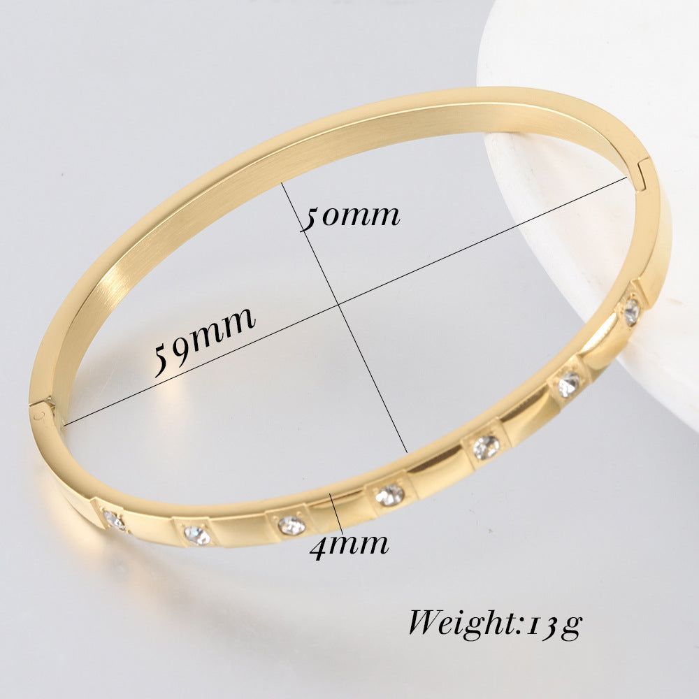 All-match Inlaid Zirconium Bracelet Fashion Couple Simple Bracelet - Jointcorp