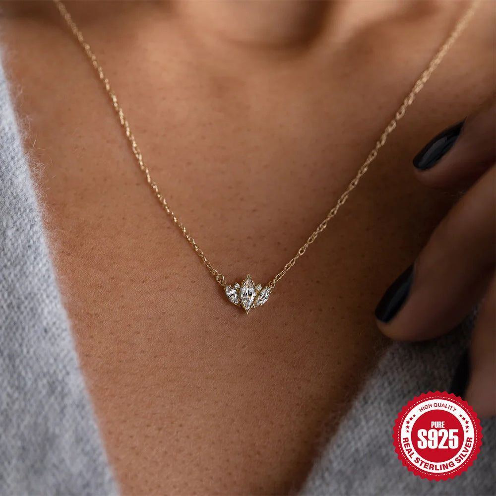 S925 Sterling Silver Single Row Diamond Necklace For Women - Jointcorp