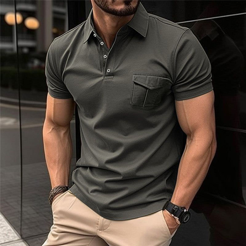 Men's Slim-fit Pocket Short-sleeved Sweater - Jointcorp