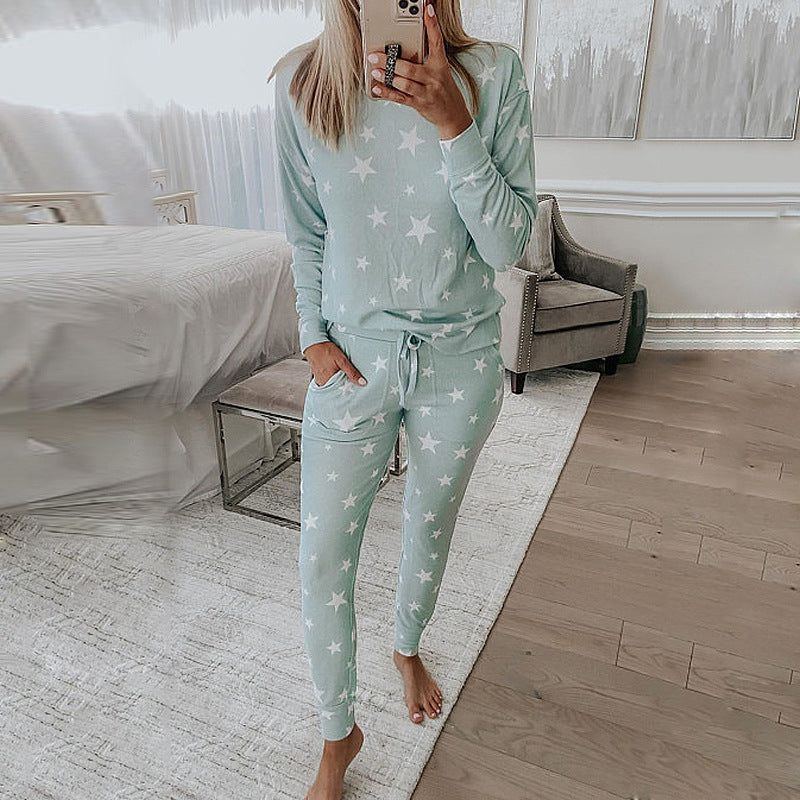 Printed Long-Sleeved Casual Home Service Suit Pajamas Women - Jointcorp