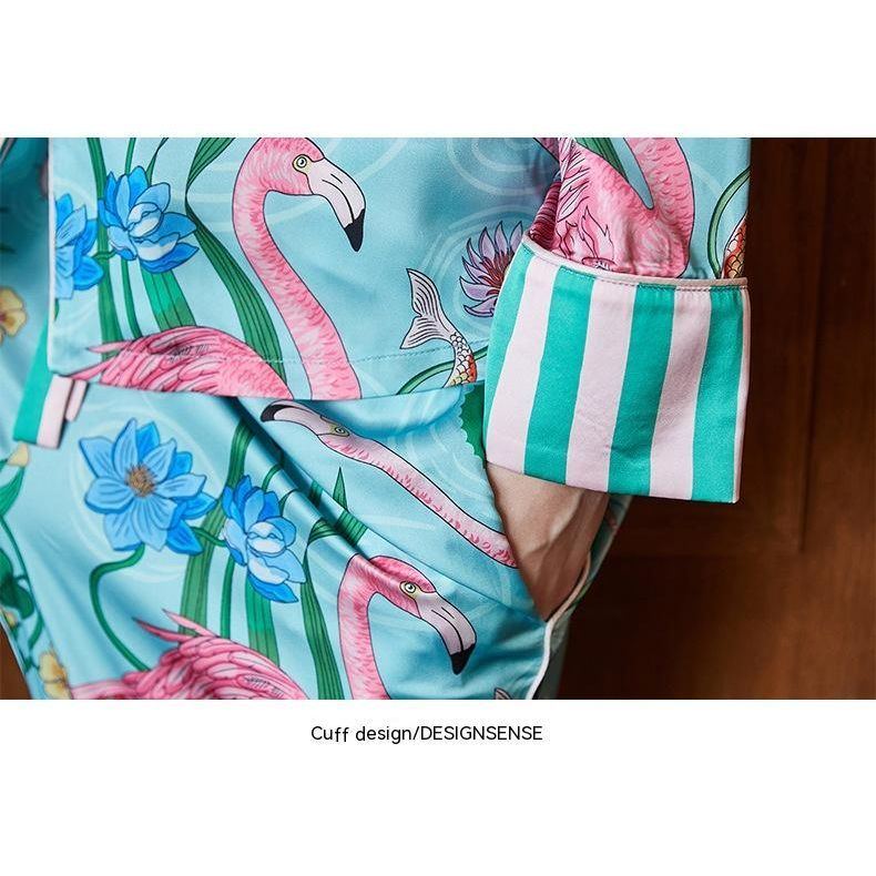 Ice Silk Pajamas Women's Long Sleeve Outerwear Homewear Suit - Jointcorp