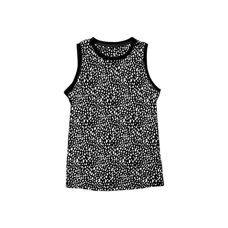 Leopard Print Round Neck Sleeveless Vest For Women