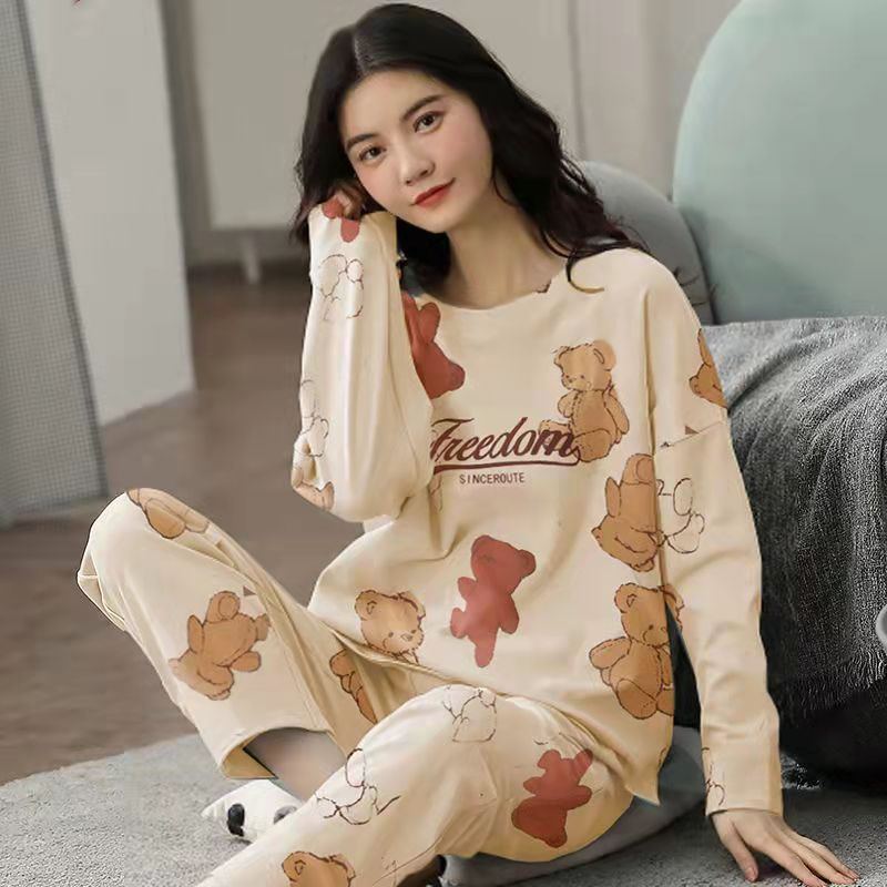 Pajamas Set Women Cute Cartoon Print Sleepwear 2 Piece Lounge Sets - Jointcorp