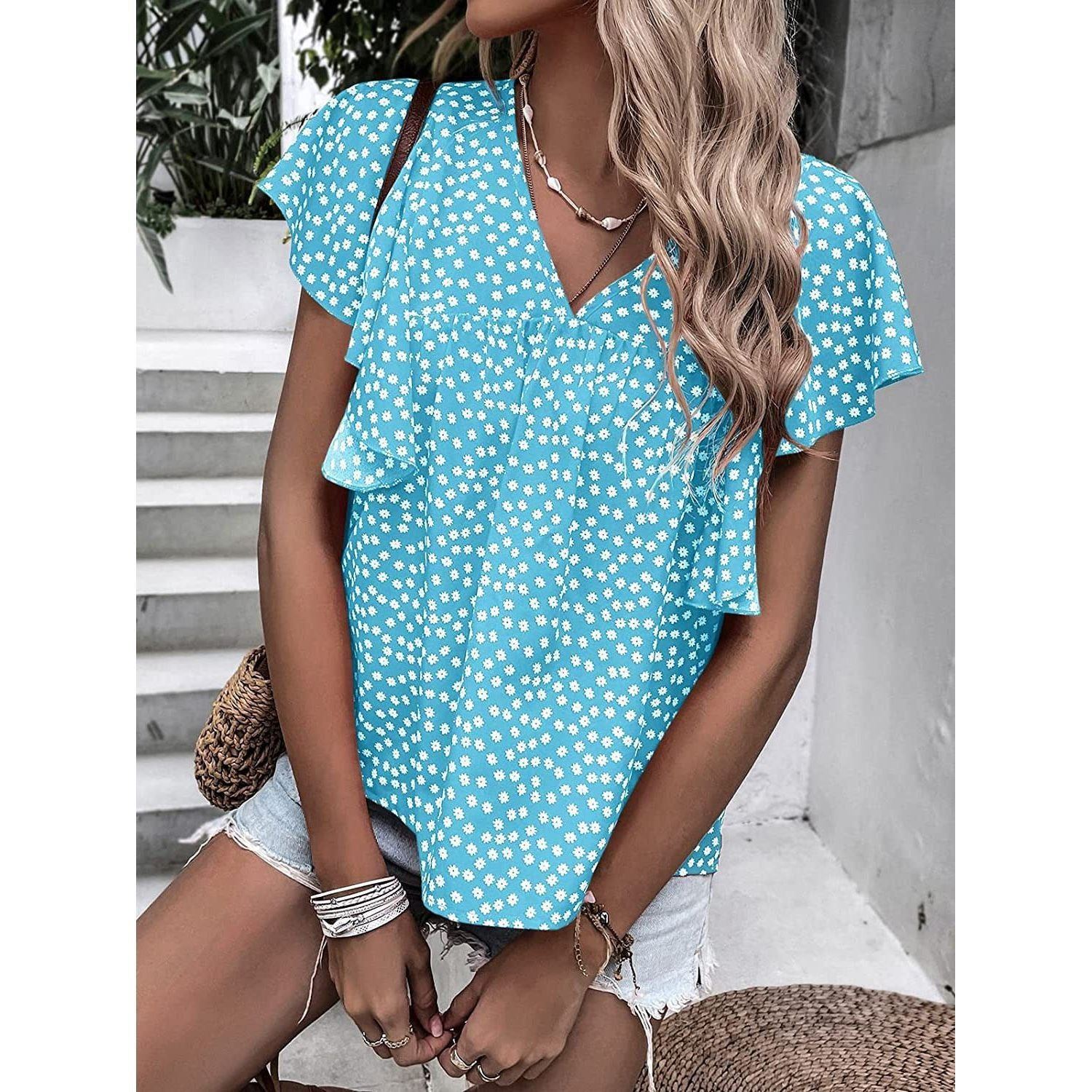 Women's V-neck Short-sleeved Casual T-shirt Shirt - Jointcorp