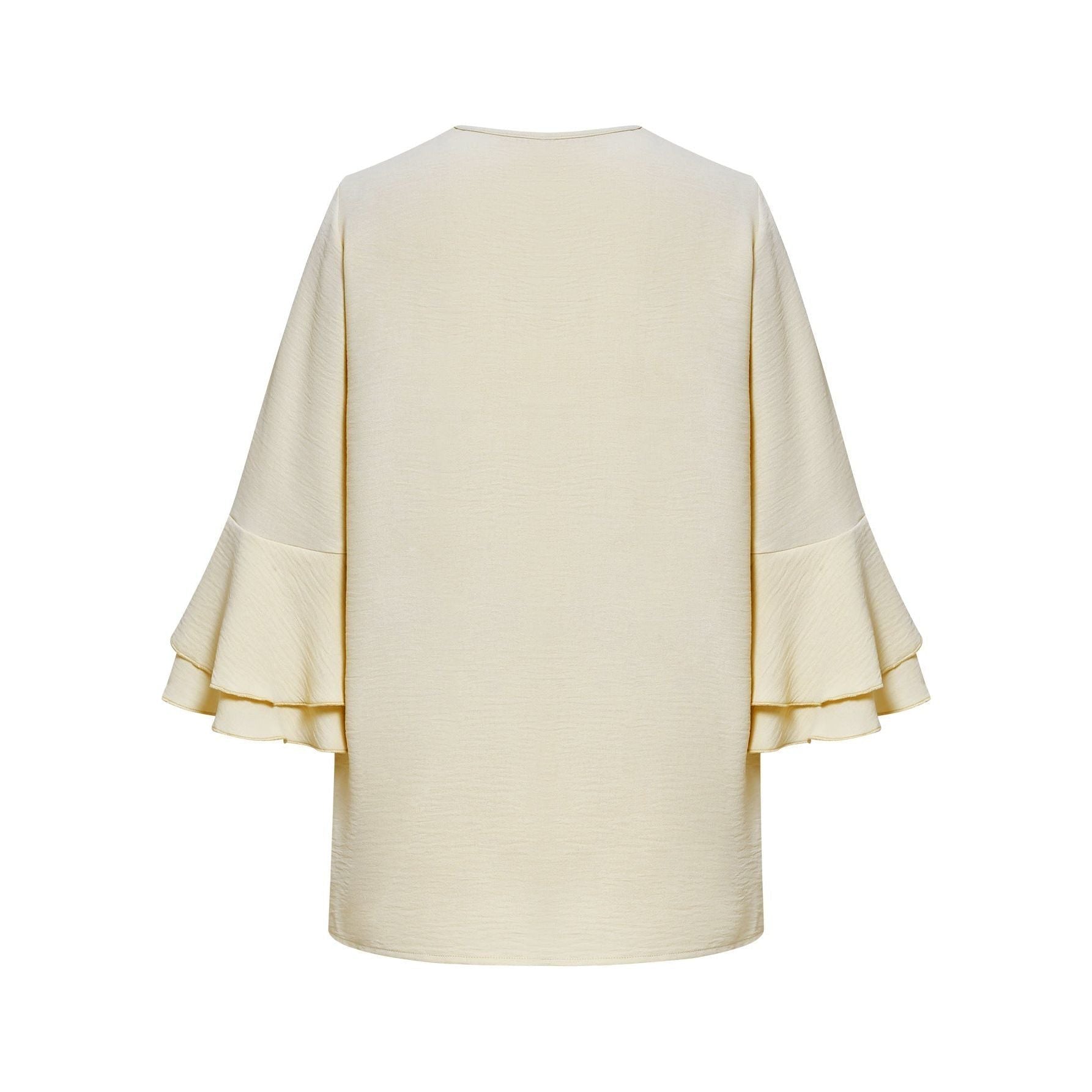 Solid Color Loose V-neck Ruffle Top Women's Clothing