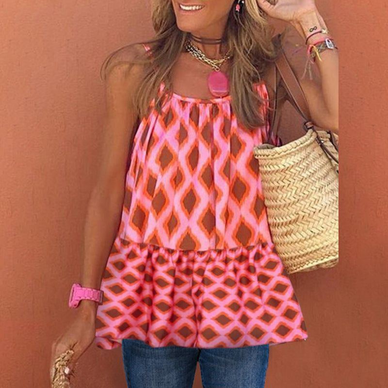 Summer Bohemian Style Camisole Fashionable All-match Printed Ruffled - Jointcorp